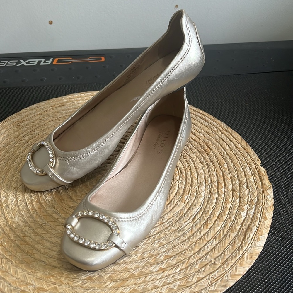 Talbots Leather Buttery Gold Flat Ballet Flat Slip-on Shies Size 7.5